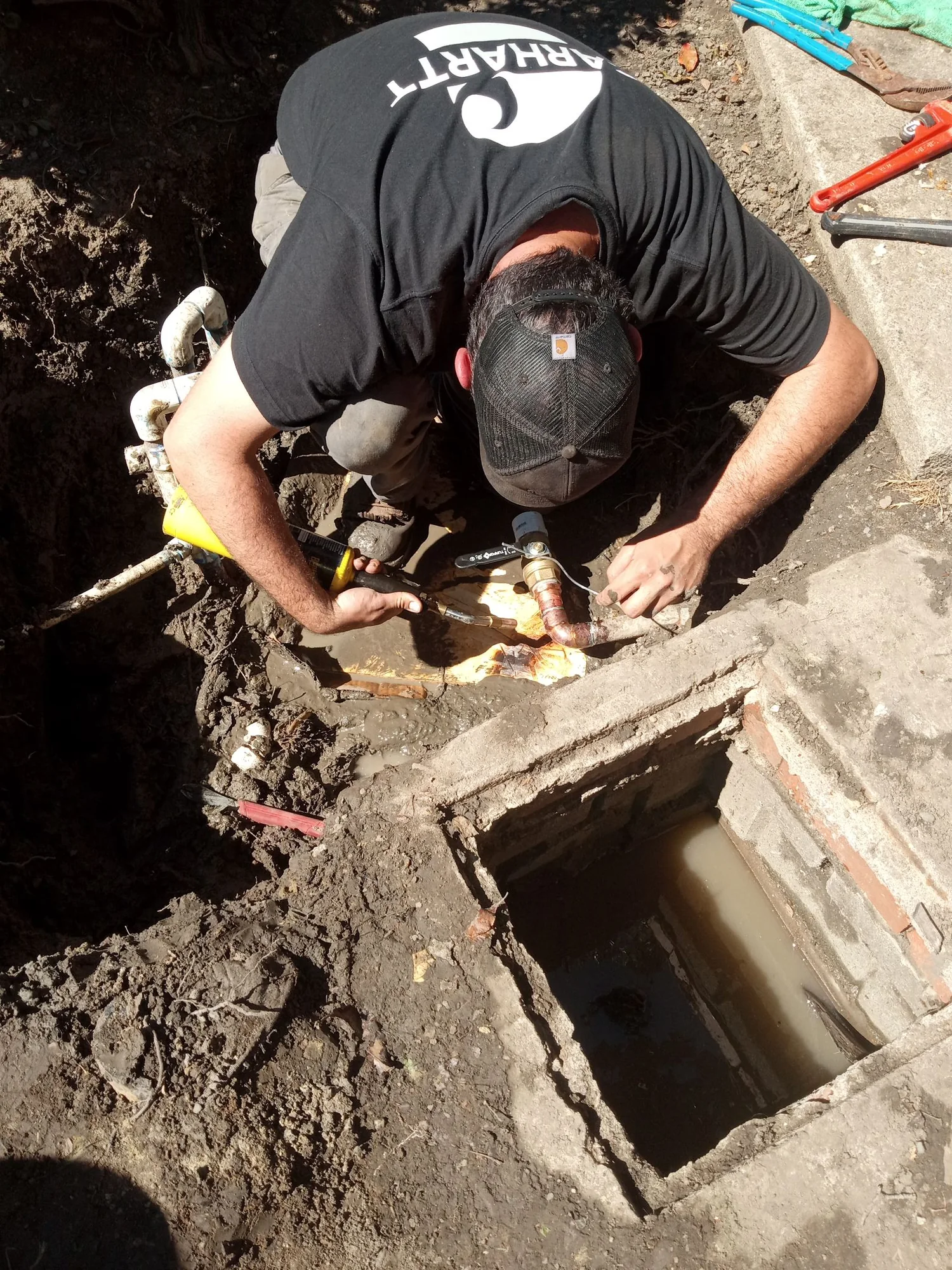 Landscape irrigation repair work